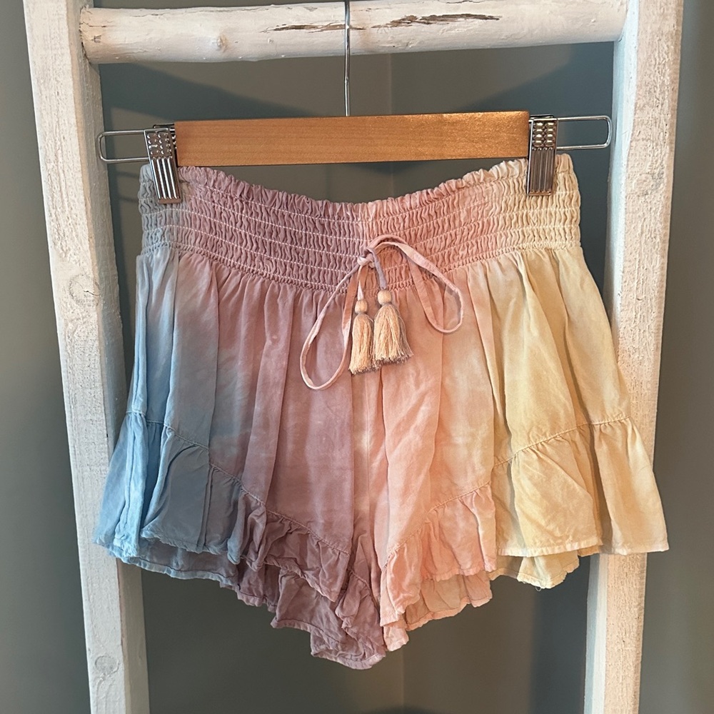 Surf Gypsy High Waist Ombre Shorts - Blue, Pink, Cream